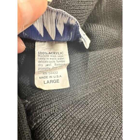 VTG Bay Point Threads Nautical Cardigan Sweater Women L Black Gold Navy Crest - Picture 4 of 8